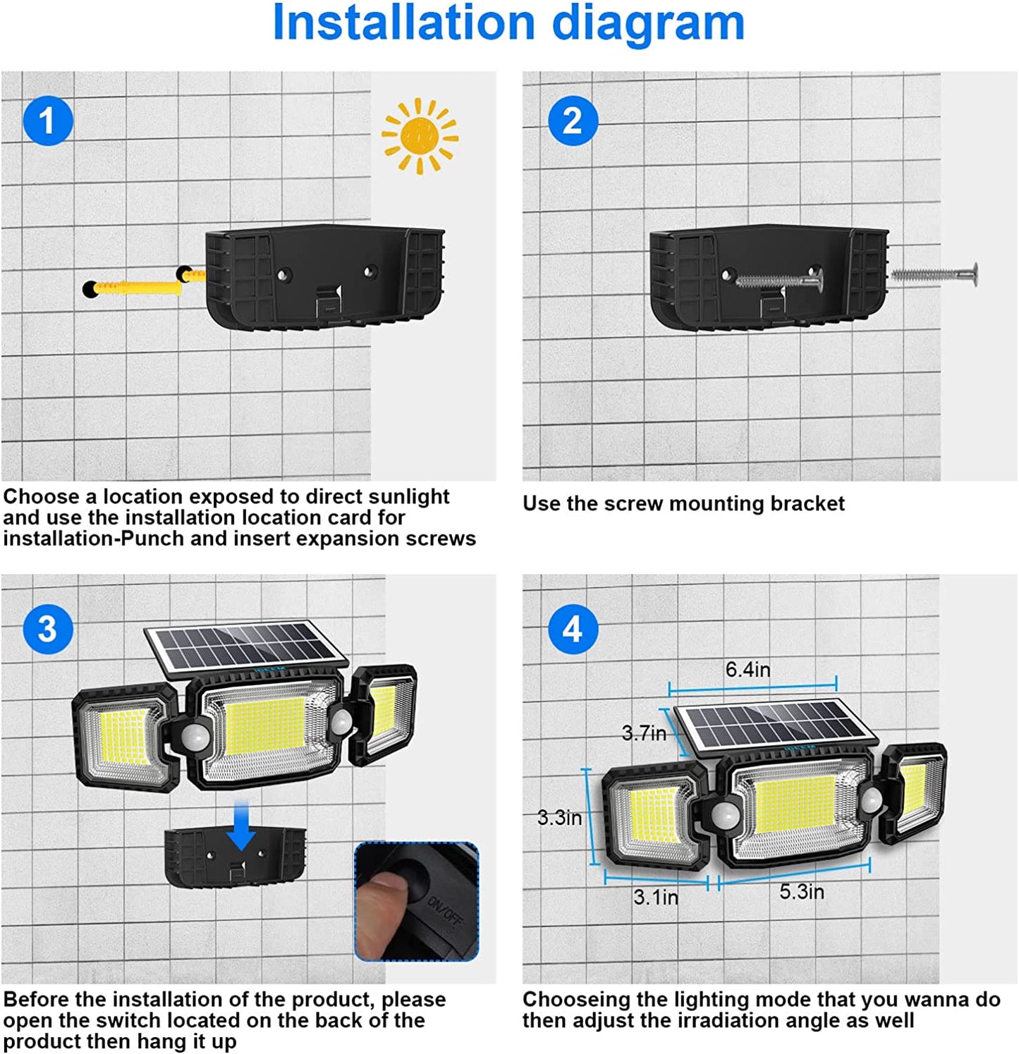 IBEEM Motion Sensor Outdoor Lights with 305 LED Solar Lights