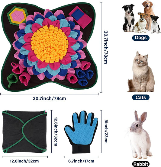 IBEEM Snuffle Mat for Dogs With Glove