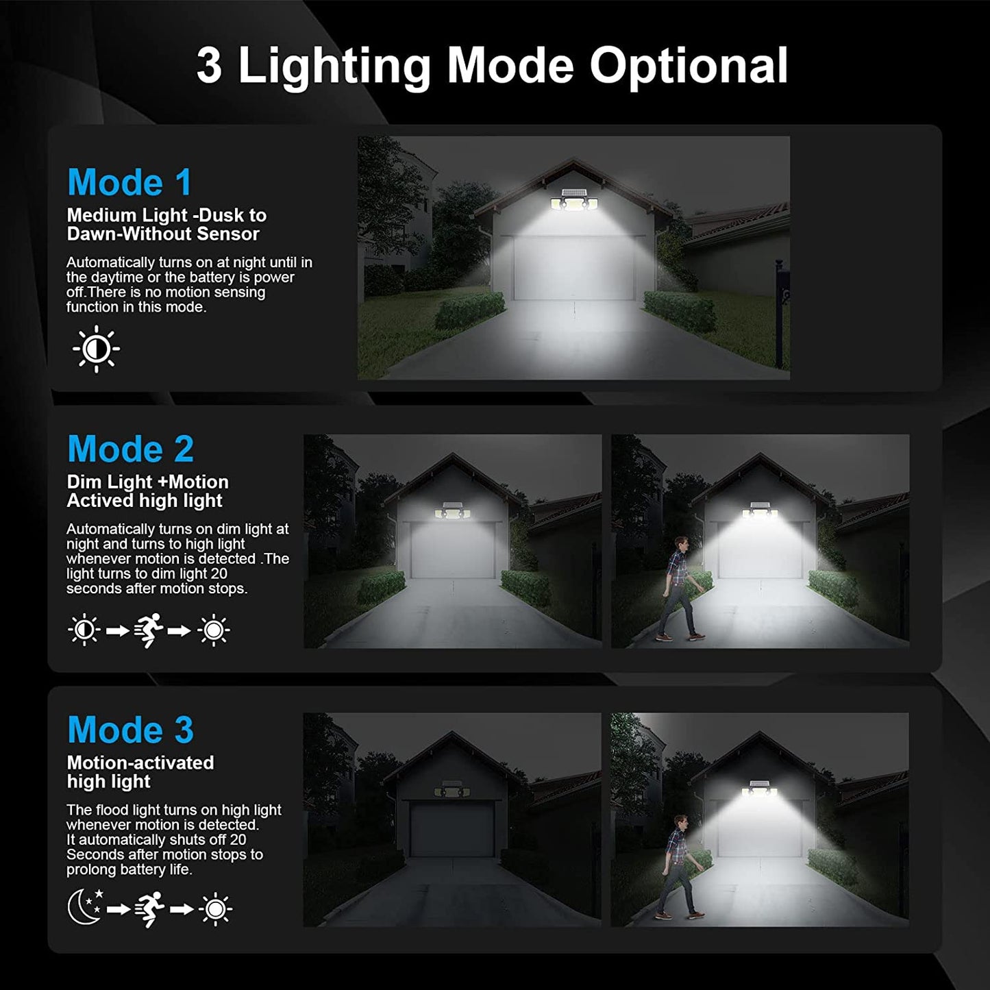 IBEEM Motion Sensor Outdoor Lights with 305 LED Solar Lights