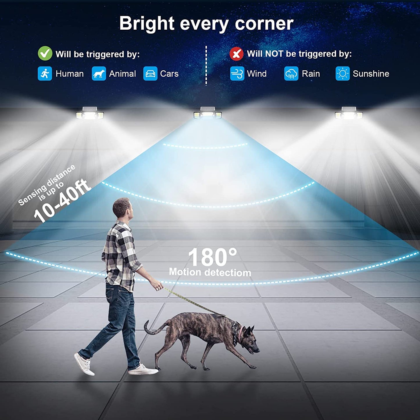 IBEEM Motion Sensor Outdoor Lights with 305 LED Solar Lights