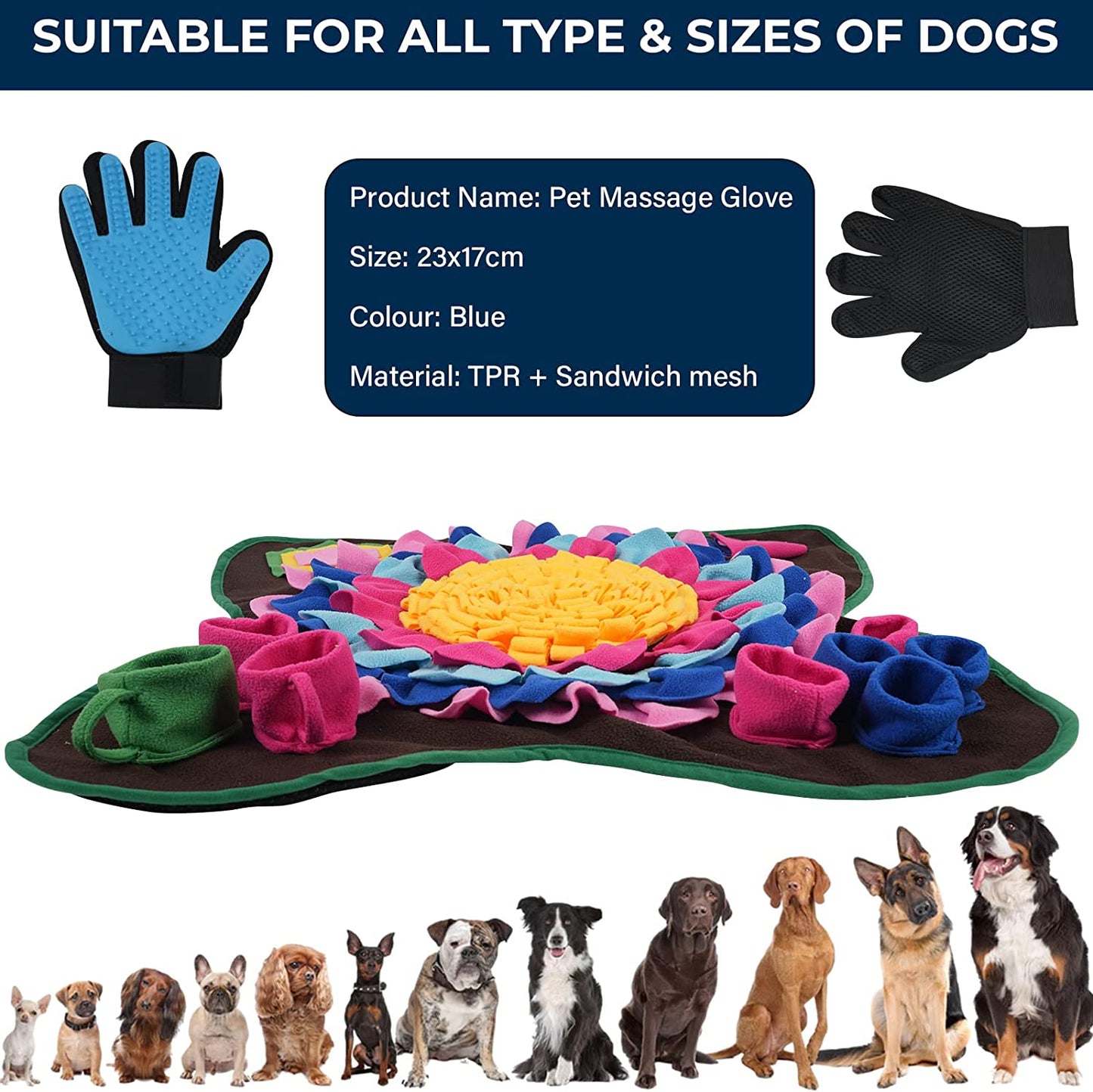 IBEEM Snuffle Mat for Dogs With Glove