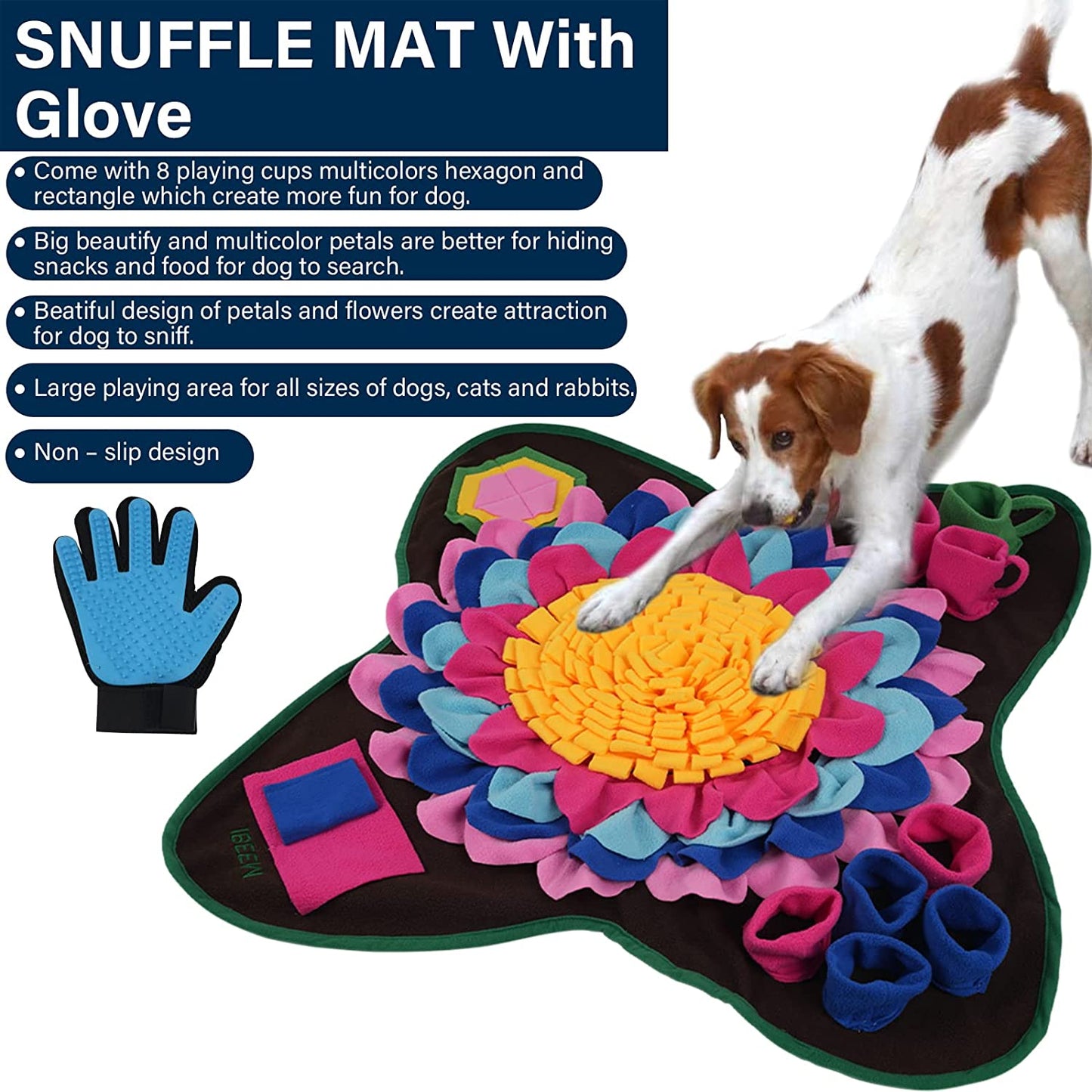 IBEEM Snuffle Mat for Dogs With Glove