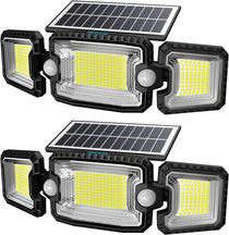 IBEEM Motion Sensor Outdoor Lights with 305 LED Solar Lights Outdoor Waterproof IP65 3200LM Security Light 3 Head Solar LED Lights Outdoor Solar Lights 7500K Brightness Solar Outdoor Lights