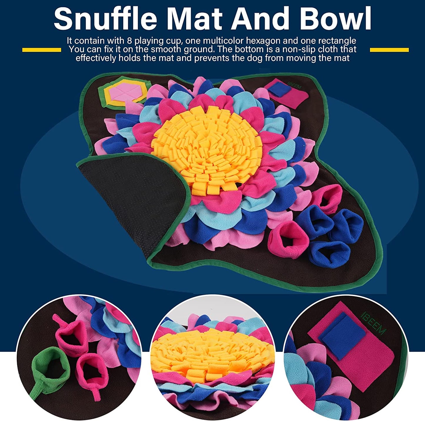 IBEEM Snuffle Mat for Dogs With Glove