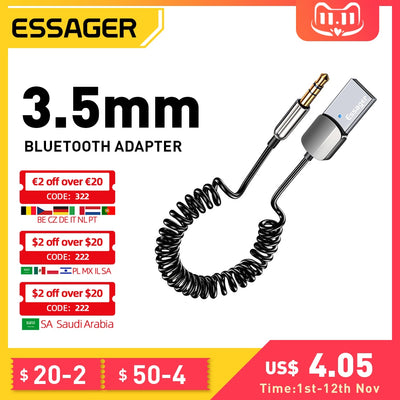 Essager Aux Bluetooth Adapter Audio Cable For Cars USB Bluetooth 3.5mm Jacks Receiver Transmitter Music Speakers Dongle Handfree